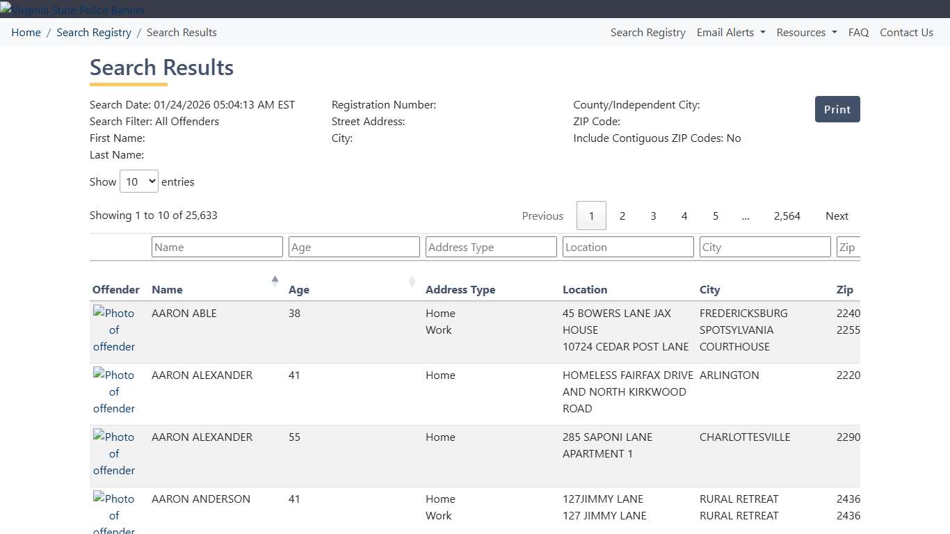 Results - Virginia State Police